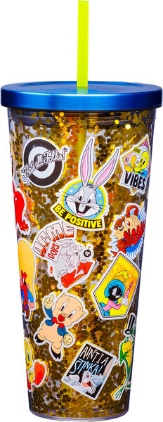 Looney Tunes 32oz Sticker Print Glitter Cup