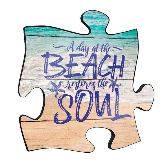 A Day at the Beach Puzzle Piece Wall Art