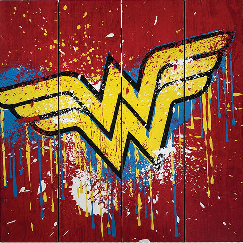 Wonder Woman Grafitti Logo Wood Sign