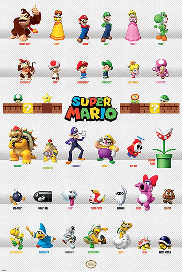 Super Mario Characters 24x26 Poster