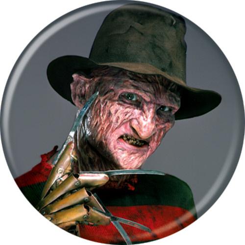 Nightmare on Elm St Freddy on Grey Button