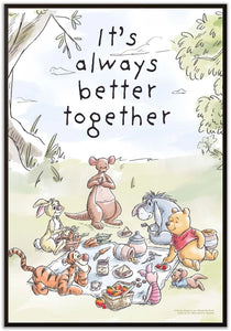 Winnie The Pooh Group 13x19" "It's Always Better Together" Framed Wood Wall Art