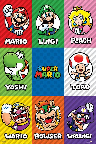 Super Mario Grid 24x36 Poster