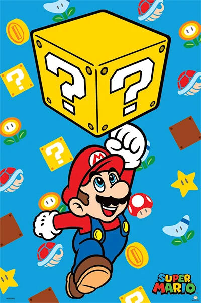 Super Mario Block Jump 24x36 Poster