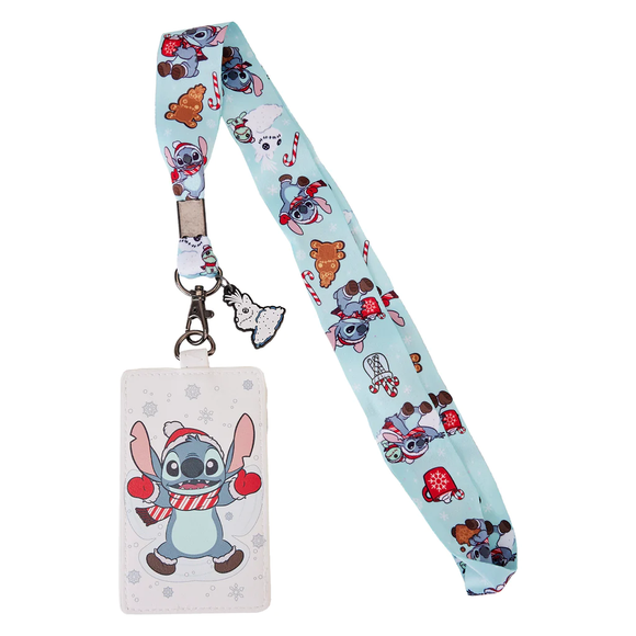 Loungefly Stitch Holiday Snow Angel Lanyard with Cardholder