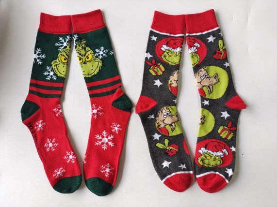 Grinch with Snowflake & Max with Stars 2pk Socks