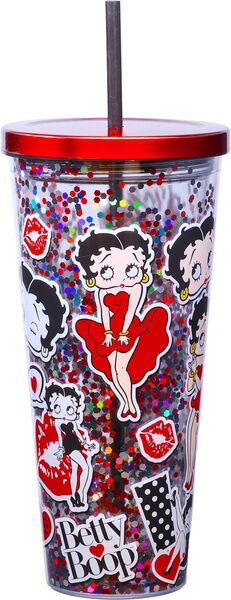 Betty Boop 32oz Sticker Print Glitter Cup