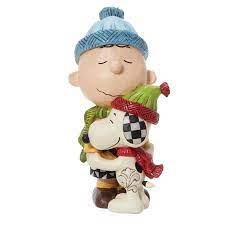 Peanuts Snoopy & Charlie Brown Hugging in Winter Clothes Jim Shore