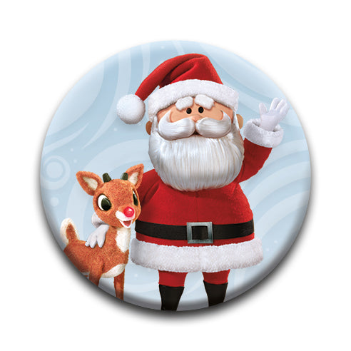 Rudolph & Santa Button
