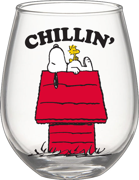 Peanuts Snoopy & Woodstock House Chillin 20oz Stemless Glass