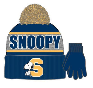 Snoopy Knit Hat & Glove Set