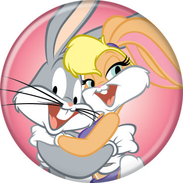 Looney Tunes - Bugs & Lola on Pink Button