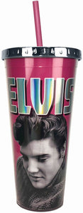 Elvis Pink Foil Cup with Straw