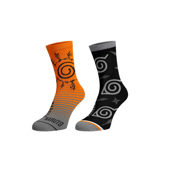 Naruto Black & Orange Logos 2pk Socks