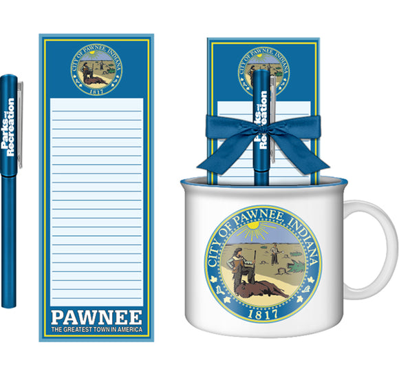 Parks & Rec City of Pawnee Mug, Pen and Pad Set