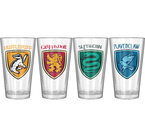 Harry Potter House Crests Stand Together 4pcs Pint Glass Set