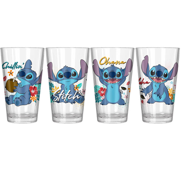 Stitch Tropical Chillin Ohana 4pc 16oz Pint Glass Set