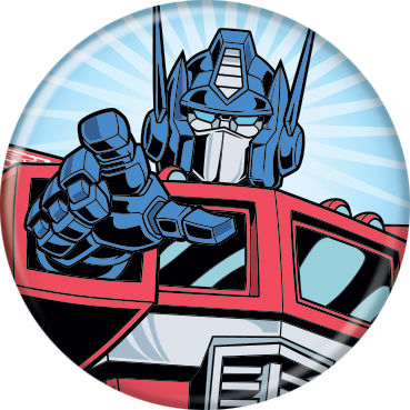 Transformers - Optimus Prime on Blue Button