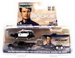 The Rookie 2013 Ford Police Interceptor, 2019 Nissan Titan XD Pro-4X & Enclosed Car Hauler 1:64 Scale Die Cast