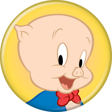 Looney Tunes - Porky Pig on Yellow Button