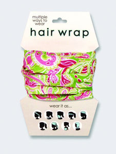 Pink & Green Paisley Hair & Face Wrap