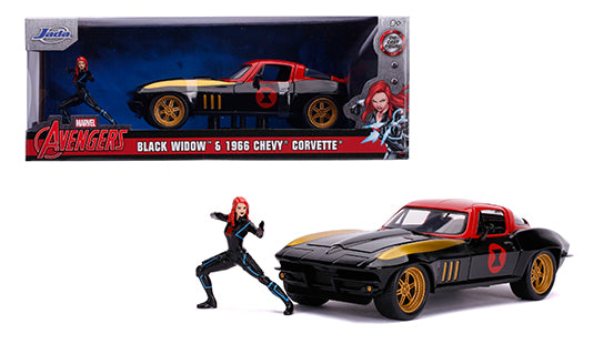 Black Widow with 1963 Chevy Corvette 1:24 Scale Die Cast