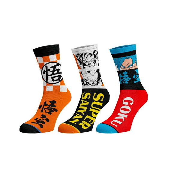 Dragon Ball Z Logo, Saiyan, Goku 3pk Socks