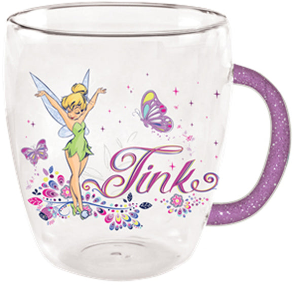 Tinkerbell 14oz Glass Mug with Glitter Handle