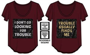 Harry Potter "I Don't Go Looking For Trouble" Burgundy Tee