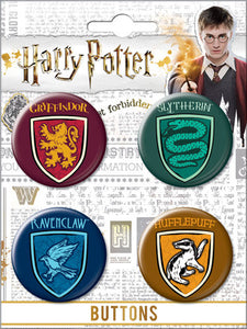 Harry Potter Crests 4pk Buttons