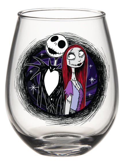 Nightmare Before Christmas Jack & Sally Swirl 33.5oz Oversized Teardrop Glass
