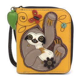 Sloth Yellow Zip Around Wallet