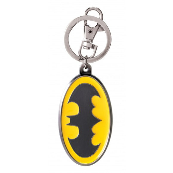 Batman Logo Coloured Pewter Keychain